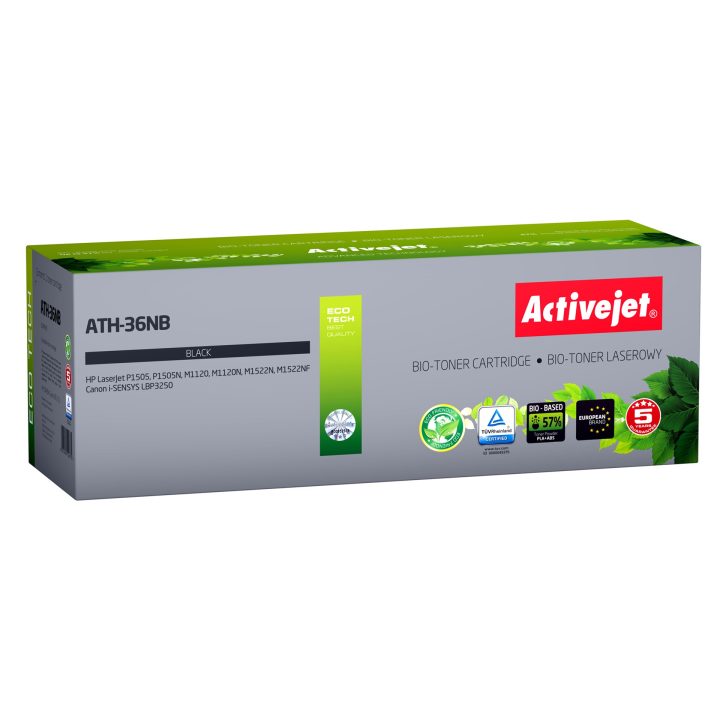 BIO Activejet ATH-36NB toner for HP Canon printers Replacement HP 36A CB436A Canon CRG-713 Supreme 2000 pages black. ECO Toner.