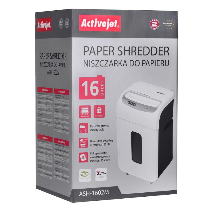 Shredder Activejet ASH-1602M P-5 28 l 2x14 mm shreds white