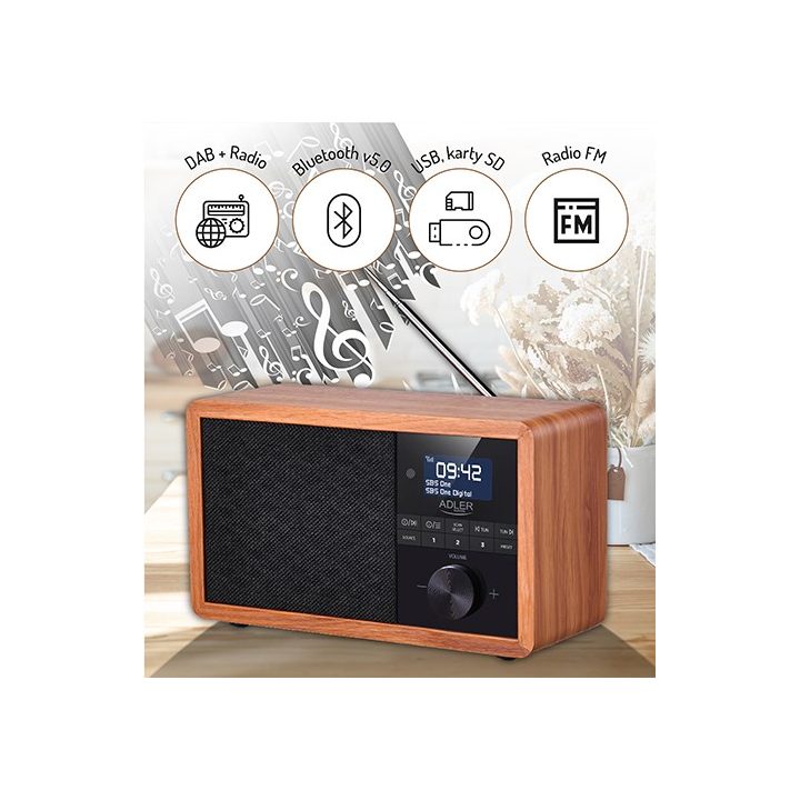 Adler AD 1184 radio Portable Digital Black Wood