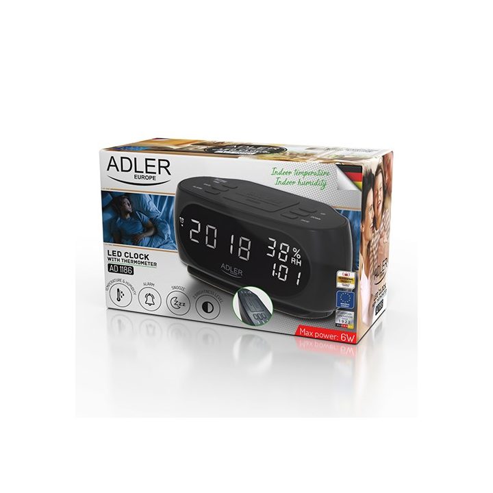 Adler AD 1186 alarm clock Digital alarm clock Black