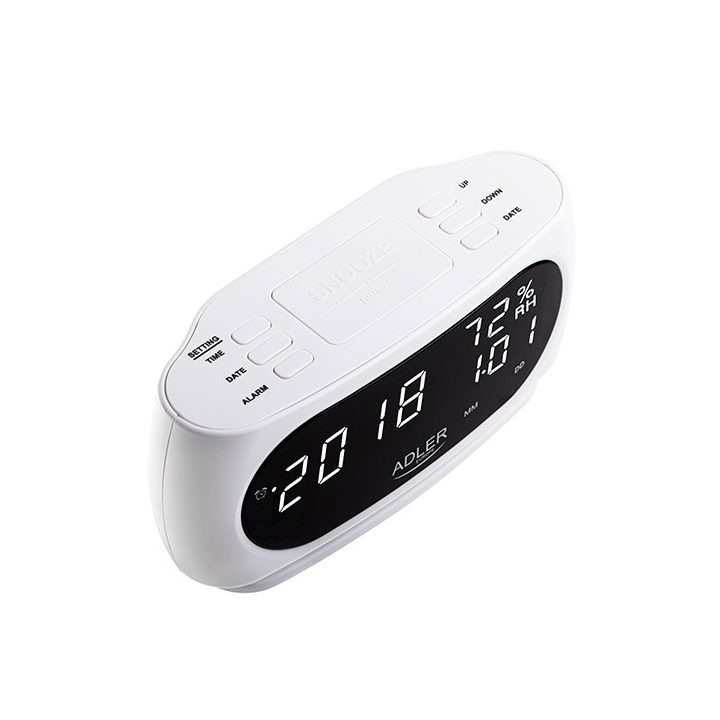 Adler AD 1186W alarm clock Digital alarm clock Black White