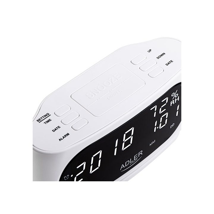 Adler AD 1186W alarm clock Digital alarm clock Black White