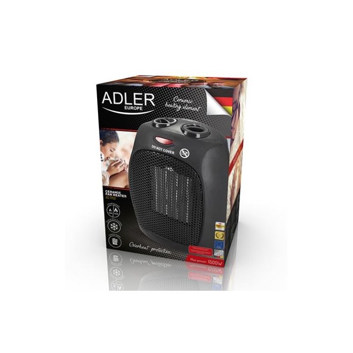 Adler AD 7702 Fan electric space heater Indoor Stainless steel 1500 W