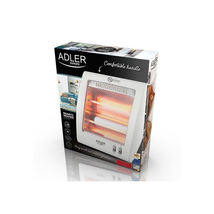 Adler AD 7709 Indoor White 800 W Quartz electric space heater