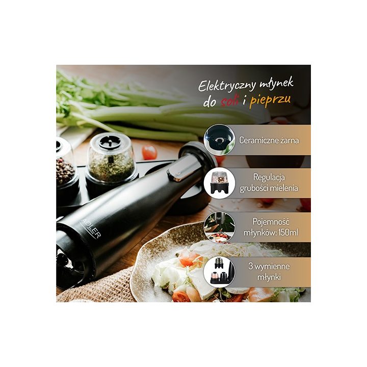 Spice mill set Adler AD 4449B Black
