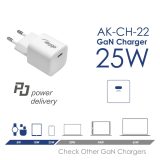 Akyga AK-CH-22 USB-Ladegerät 25 W Ausgangsstrom max. 3 A USB-C Universal Tablet Telephone Smartwatch Mobile phone White AC Fast