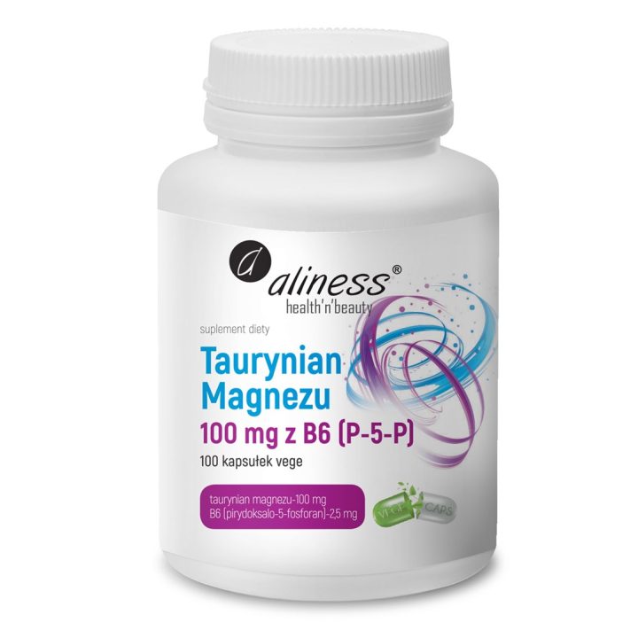 ALINESS Magnesium Taurate 100 mg with B6 (P-5-P) – dietary supplement – 100 capsules