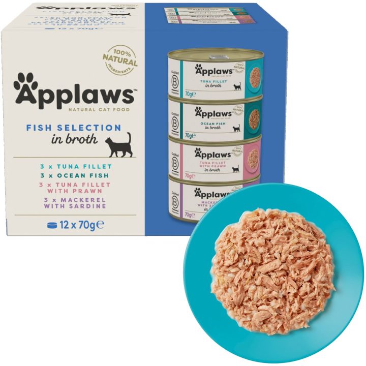 APPLAWS Fish selection multipack in broth - wet cat food - 12x70g
