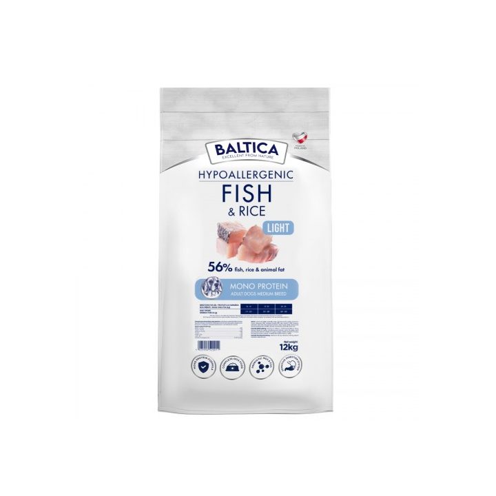 BALTICA Nutraceutic Hypoallergenic Light M Fish with rice - dry dog food - 12kg