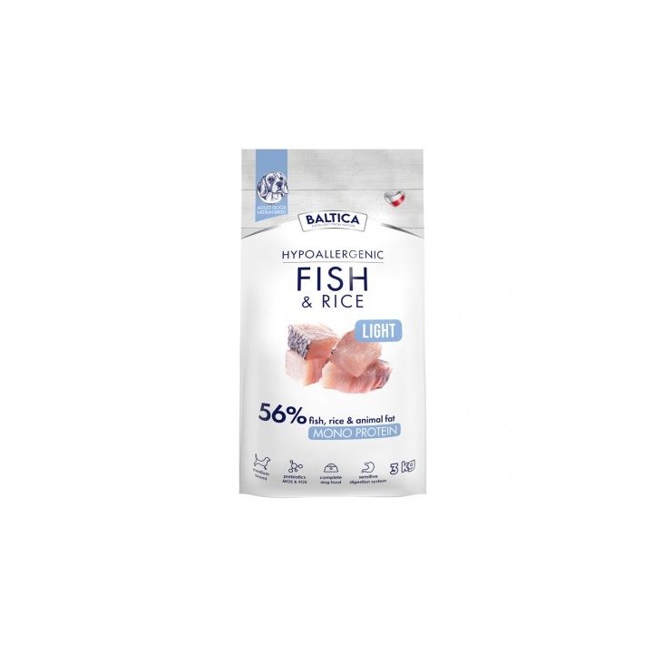 BALTICA Nutraceutic Hypoallergenic Light M Fish with rice - dry dog food - 3kg