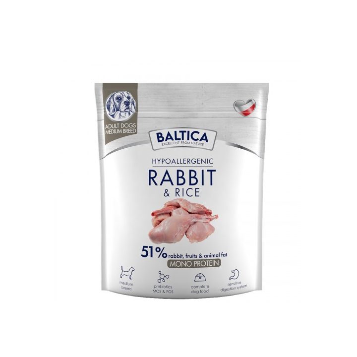 BALTICA Nutraceutic Hypoallergenic M Rabbit with rice - dry dog food - 1kg