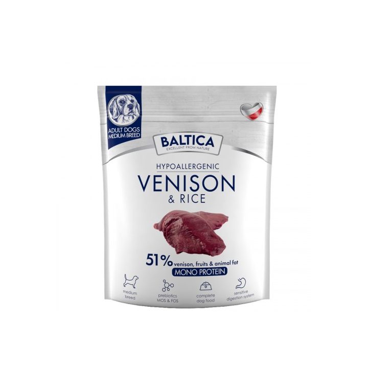 BALTICA Nutraceutic Hypoallergenic Medium breeds Venison with rice - dry dog food - 1kg
