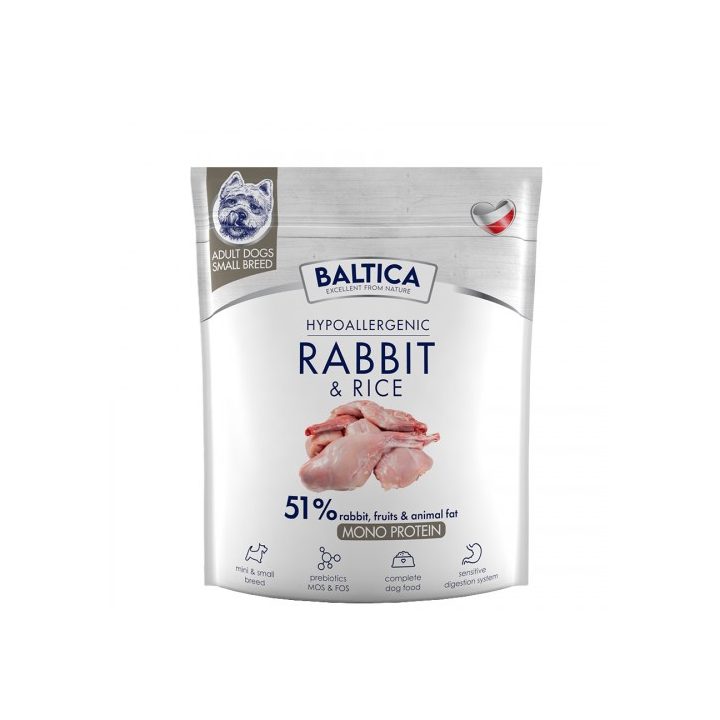 BALTICA Nutraceutic Hypoallergenic S Rabbit with rice - dry dog food - 1kg