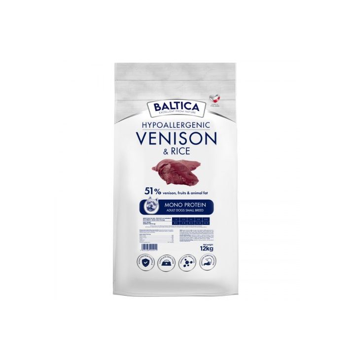 BALTICA Nutraceutic Hypoallergenic Small breeds Venison with rice - dry dog food - 12kg