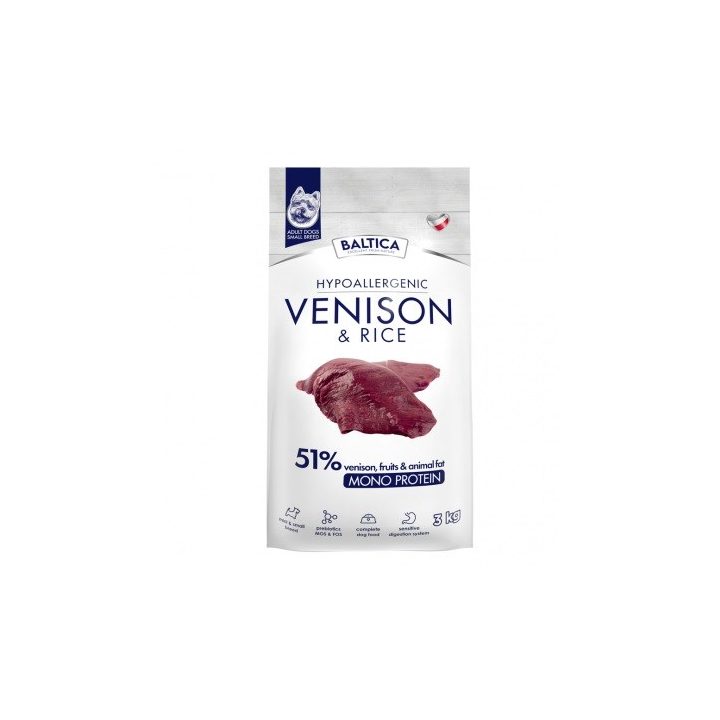 BALTICA Nutraceutic Hypoallergenic Small breeds Venison with rice - dry dog food - 3kg