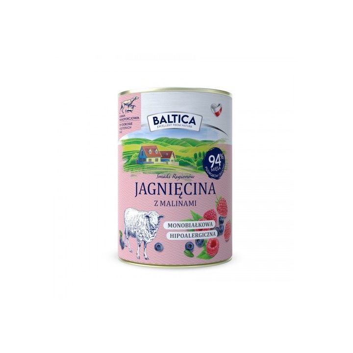 BALTICA Smaki regionów Lamb with raspberries - wet dog food - 400g