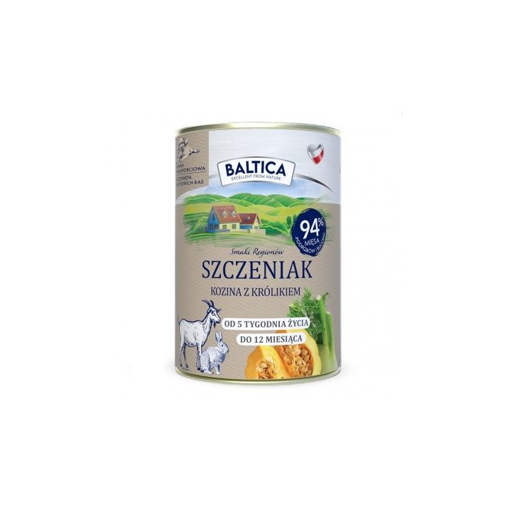 BALTICA Smaki regionów Puppy Goat with rabbit - wet dog food - 400g