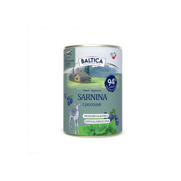 BALTICA Smaki regionów Roe deer with berries - wet dog food - 400g