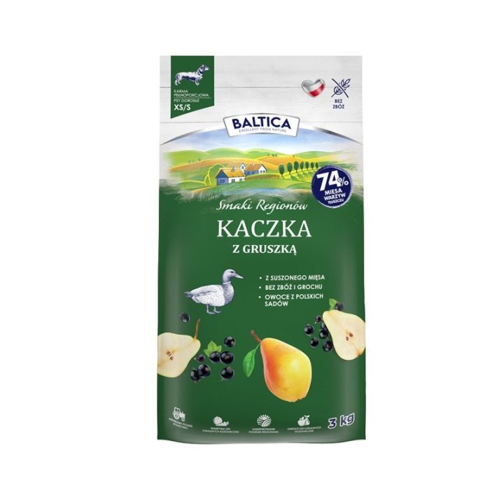 BALTICA Smaki regionów Small breeds Duck with pear - dry dog food - 3kg