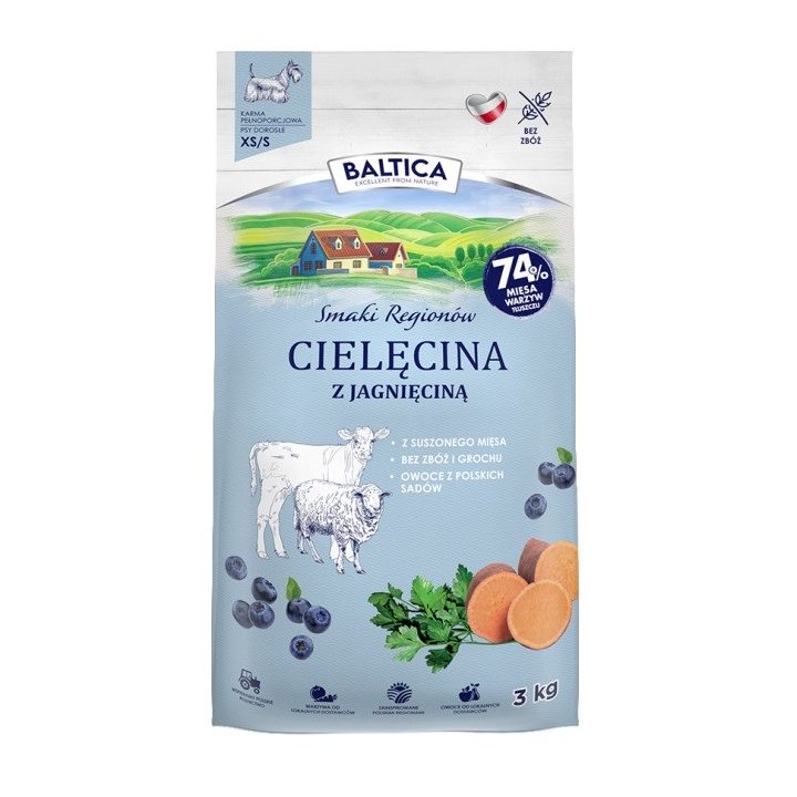 BALTICA Smaki regionów Small breeds Veal with lamb - dry dog food - 3kg
