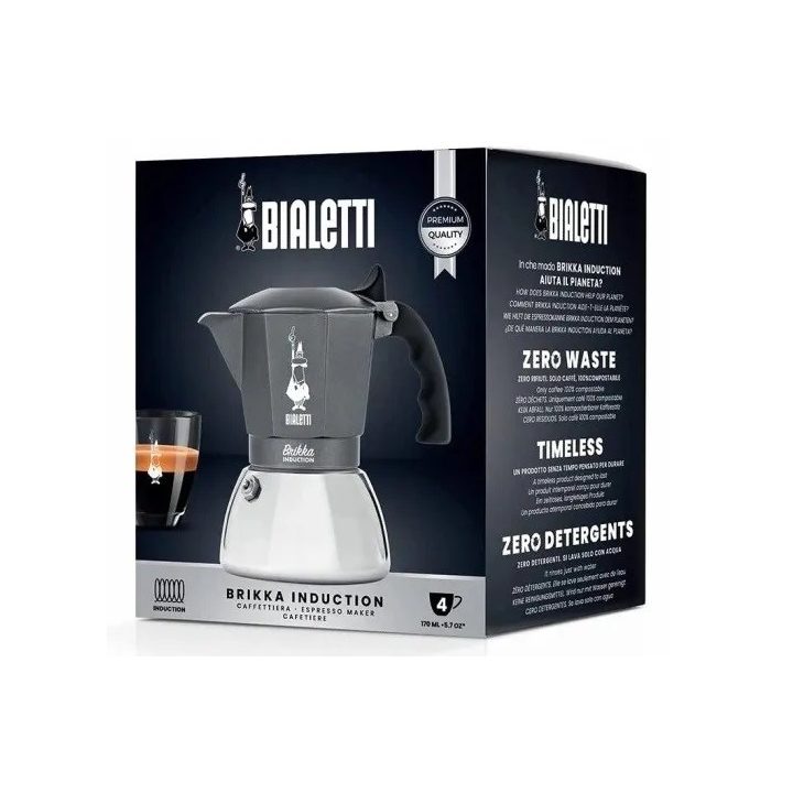 Coffee maker BIALETTI BRIKKA INDUCTION 4TZ 180 ml Anthracite Silver