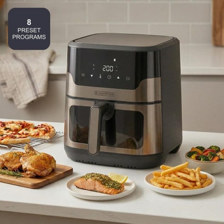 Black+Decker BXAF8001E 1700 W 8 L oil-free deep fryer black