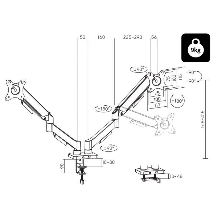 HQ LCD TV mount 17 -32 for desk with double joint
