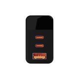 LCD wall charger USB socket + USB-Cx2 PD 65W GAN black wattmeter