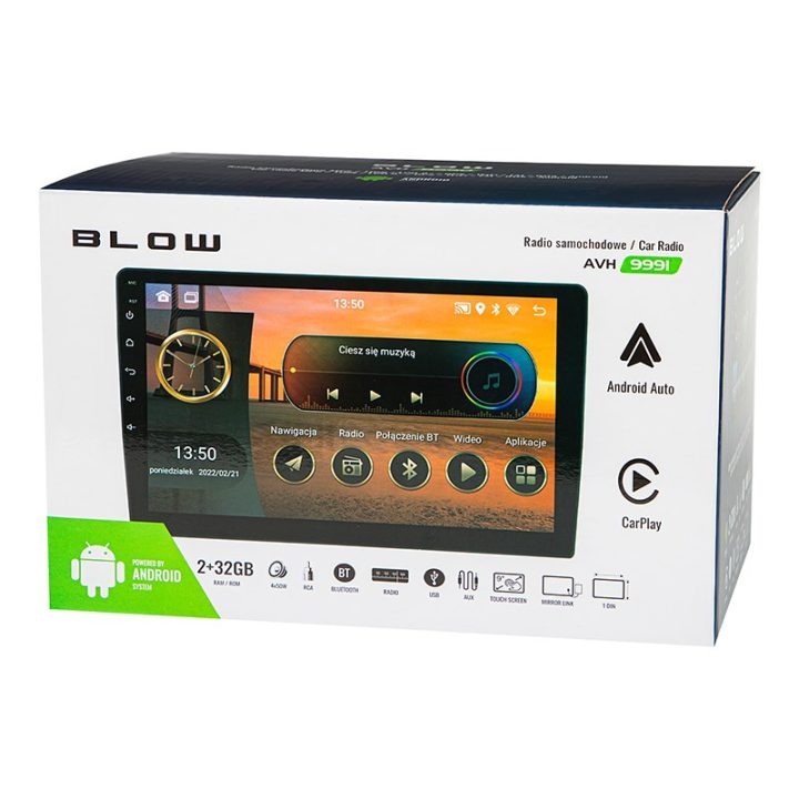 Radio BLOW AVH-9991 1DIN 9 Android/WiFi/GPS/CARPLAY