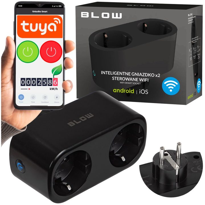 TUYA WiFi-controlled double smart socket black