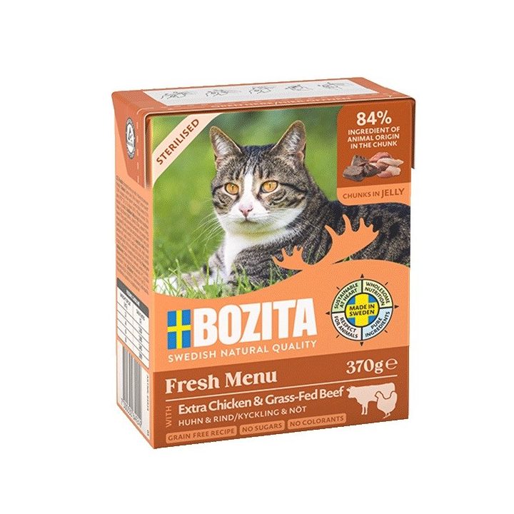 BOZITA Fresh Menu Sterilised Extra Chicken with beef - wet cat food - 370g