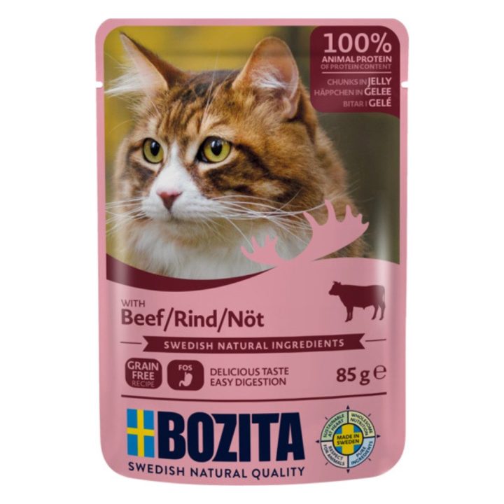 BOZITA Meat chunks in jelly with beef – wet cat food – 85g