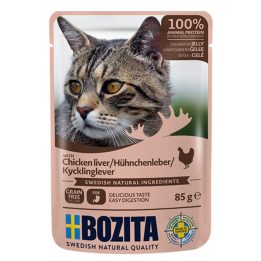 BOZITA Meat chunks in jelly with chicken liver – wet cat food – 85g