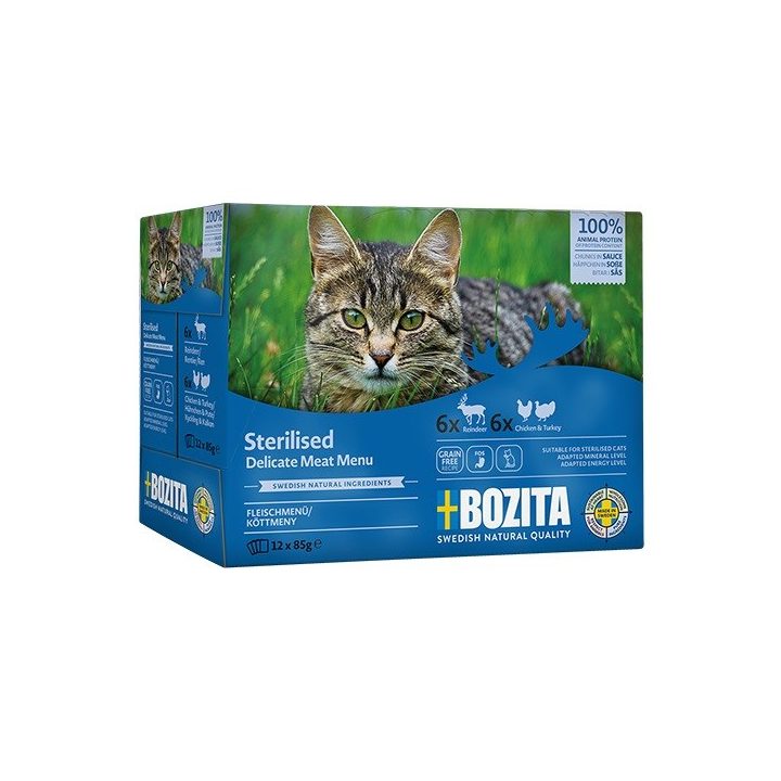 BOZITA Sterilised Delicate meat menu Box - wet cat food - 12x85g