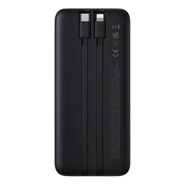 Baseus Lipow Powerbank with dual built-in cable and display 10000mAh 22.5W Black