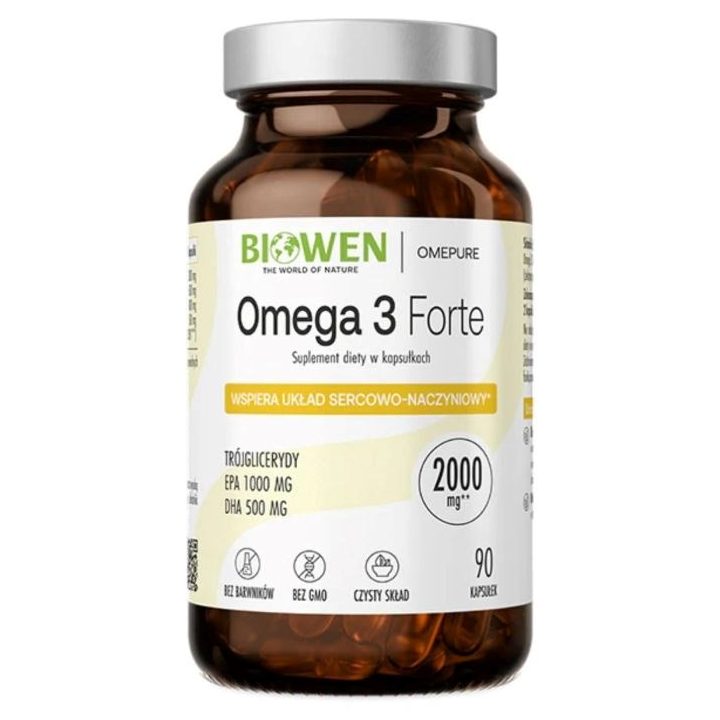 BIOWEN Omega 3 Forte 1000 mg EPA 500 mg DHA – food supplement for humans – 90 capsules