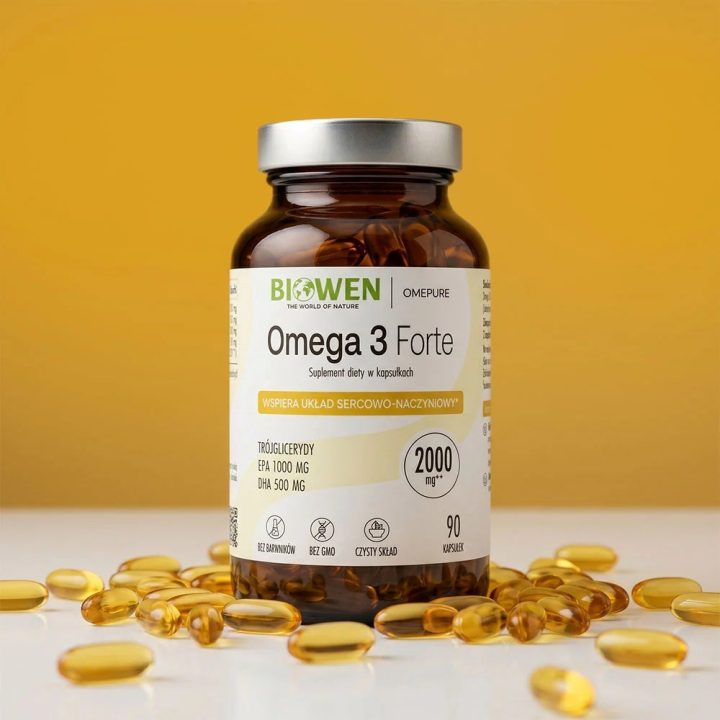 BIOWEN Omega 3 Forte 1000 mg EPA 500 mg DHA – food supplement for humans – 90 capsules