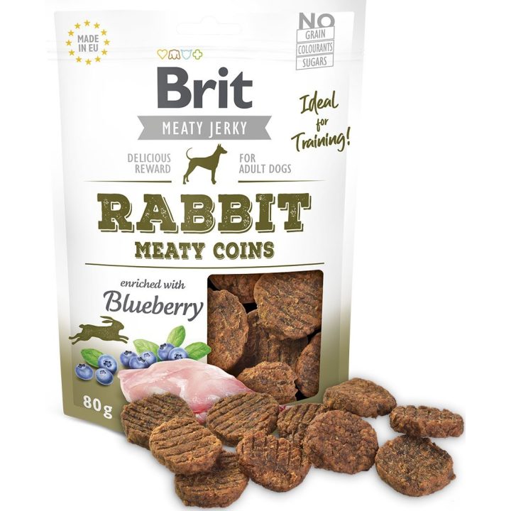 BRIT Meat Jerky Coins Rabbit - dog treat - 80g