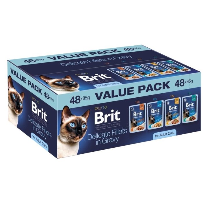 BRIT Premium by Nature Delicate fillets in gravy Box - wet cat food - 48x85g
