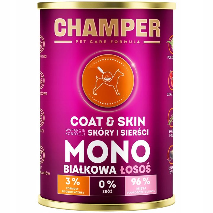 CHAMPER Coat & Skin Monoprotein Salmon - wet dog food - 400g