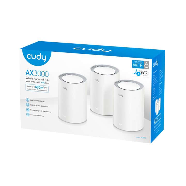 Cudy AX3000 Wi-Fi 6 Mesh 2.5G Solution Dual-band (2.4 GHz / 5 GHz) Wi-Fi 6 (802.11ax) White Internal