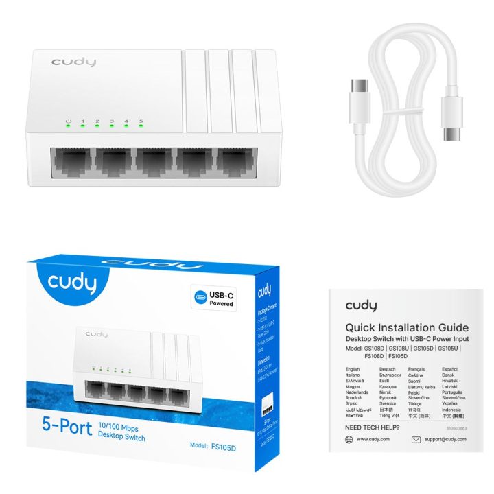 Cudy FS105D network switch Unmanaged Fast Ethernet (10/100) White