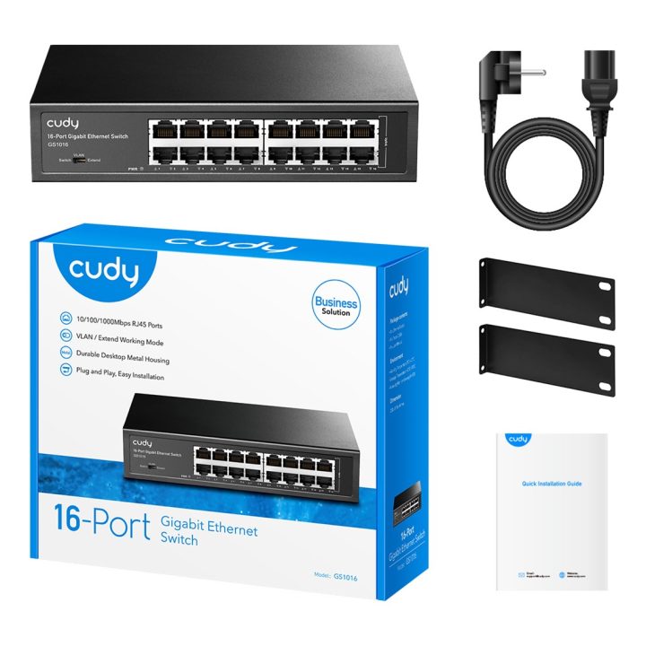Cudy GS1016 network switch Unmanaged Gigabit Ethernet (10/100/1000) Black