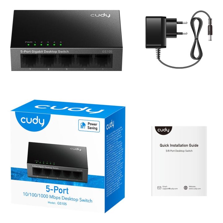 Cudy GS105 network switch Unmanaged Gigabit Ethernet (10/100/1000) Black