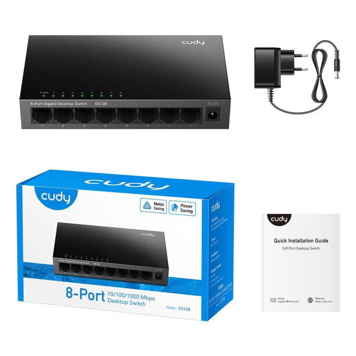 Cudy GS108 network switch Unmanaged Gigabit Ethernet (10/100/1000) Black