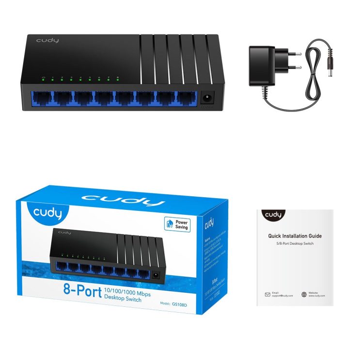 Cudy GS108D network switch Unmanaged Gigabit Ethernet (10/100/1000) Black
