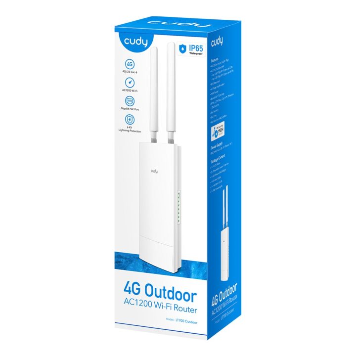 Cudy Indoor/Outdoor 4G Cat 6 AC1200 Wi-Fi Router LT700 Outdoor 1.0 wireless router Gigabit Ethernet Dual-band (2.4 GHz / 5 GHz)