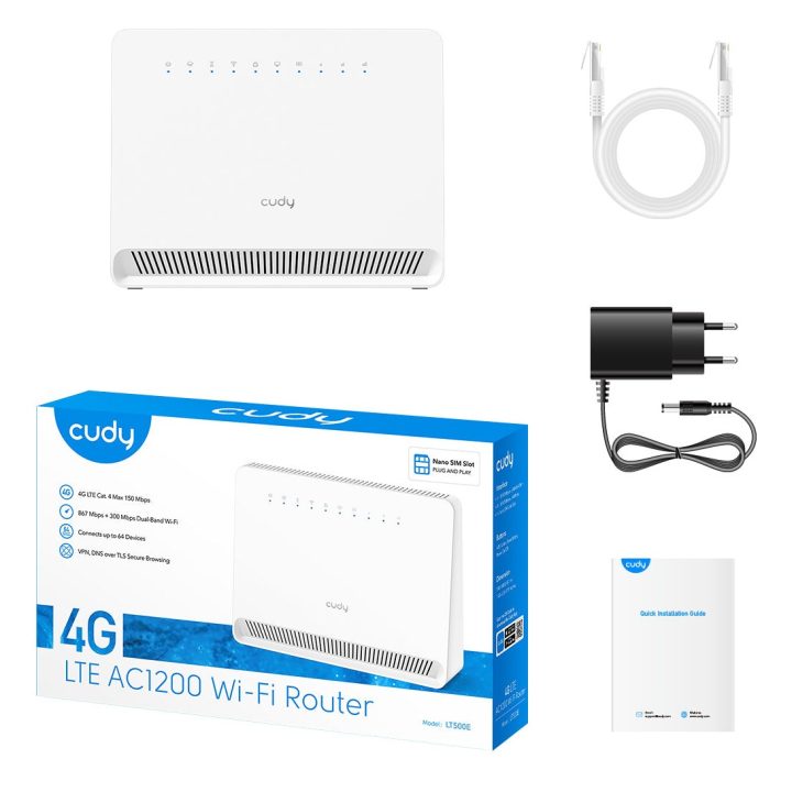 Cudy LT500E wireless router Fast Ethernet Dual-band (2.4 GHz / 5 GHz) 4G White