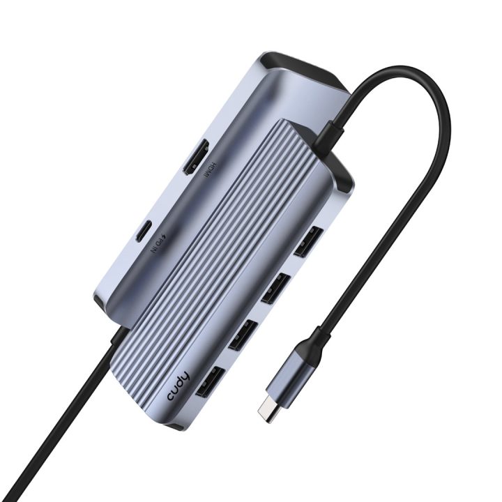 Cudy UH500 laptop dock/port replicator USB 3.2 Gen 1 (3.1 Gen 1) Type-C Grey Silver