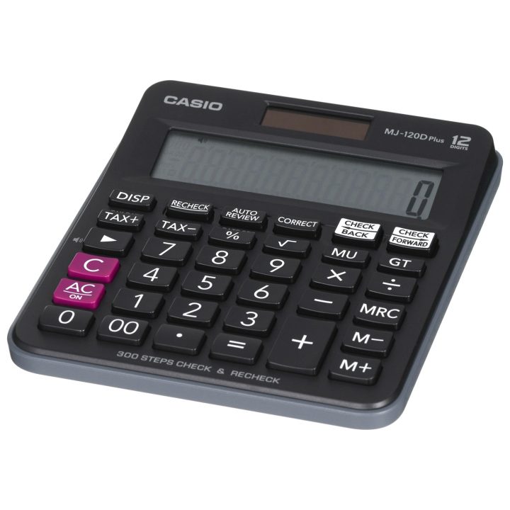 CASIO CALCULATOR OFFICE MJ-120D PLUS BLACK 12 DIGIT DISPLAY